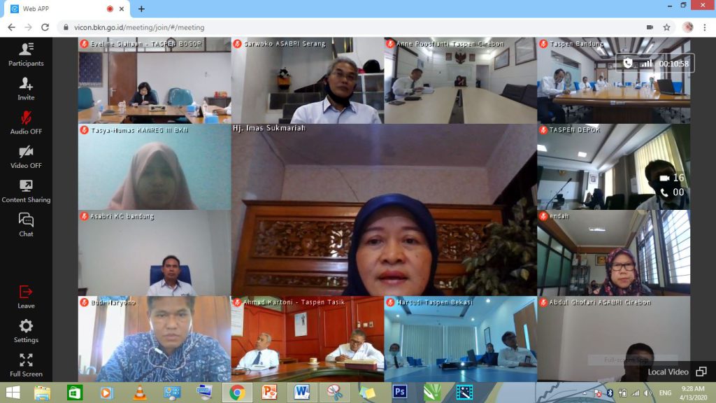 Dokter Terdampak Covid-19 Jadi Pembahasan Dalam Video Conference Kanreg III BKN dengan Taspen dan Asabri